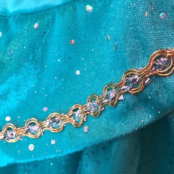 Shimmer & Shine Sparkling Teal Costume Gold accent Jumpsuit Girls Medium (7/8) - Picture 3 of 11